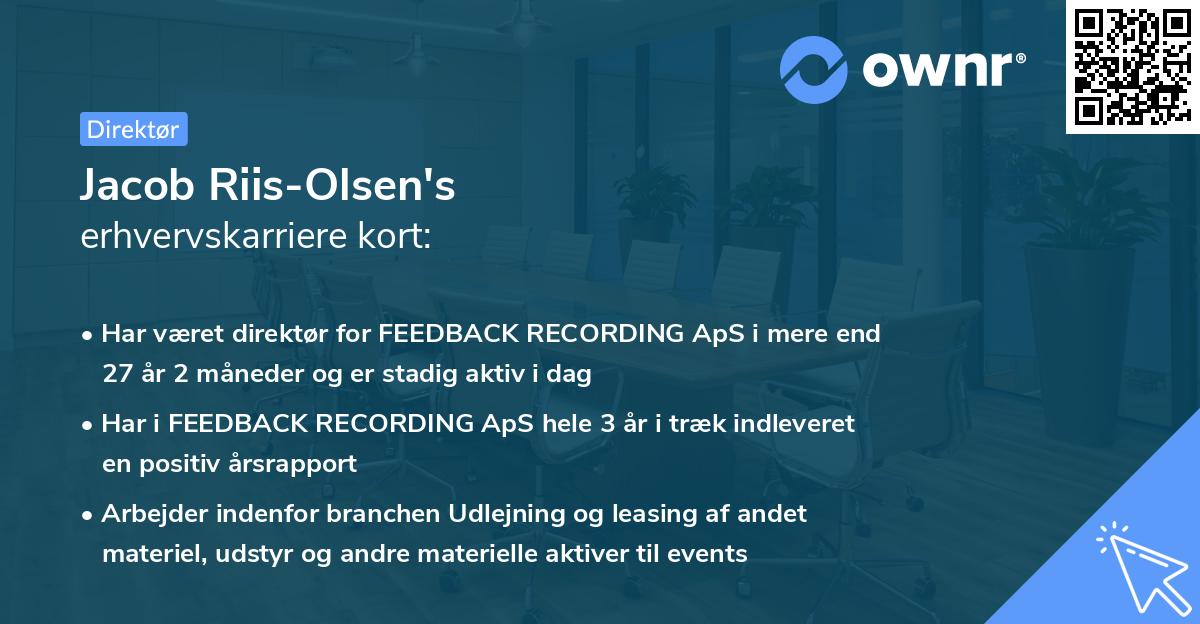 Jacob Riis-Olsen's erhvervskarriere kort
