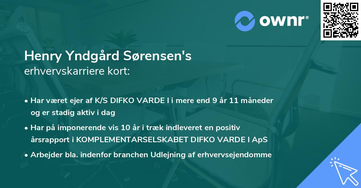 Henry Yndgård Sørensen's erhvervskarriere kort