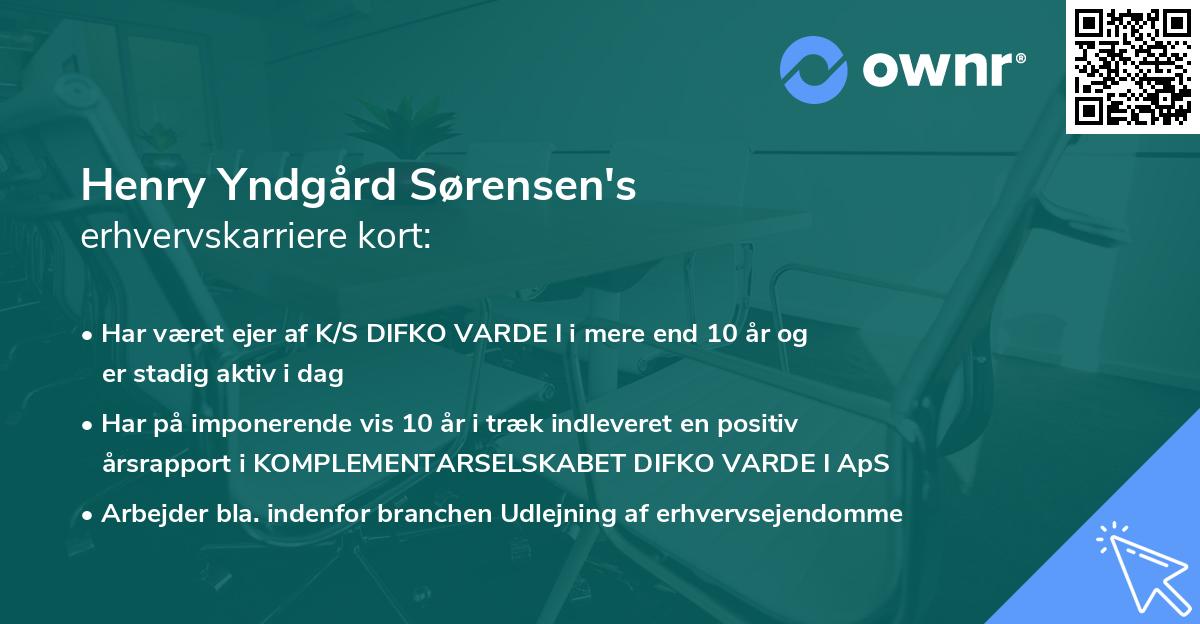 Henry Yndgård Sørensen's erhvervskarriere kort