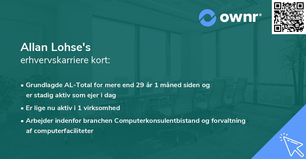 Allan Lohse's erhvervskarriere kort