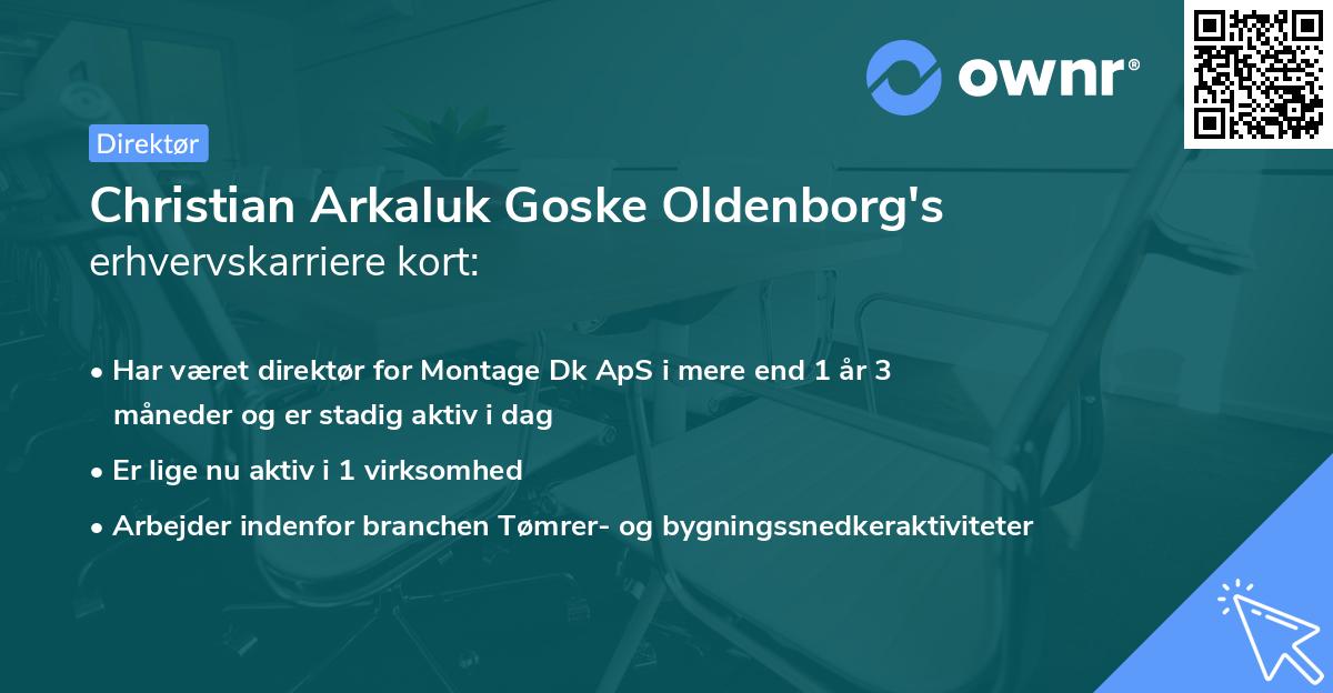 Christian Arkaluk Goske Oldenborg's erhvervskarriere kort