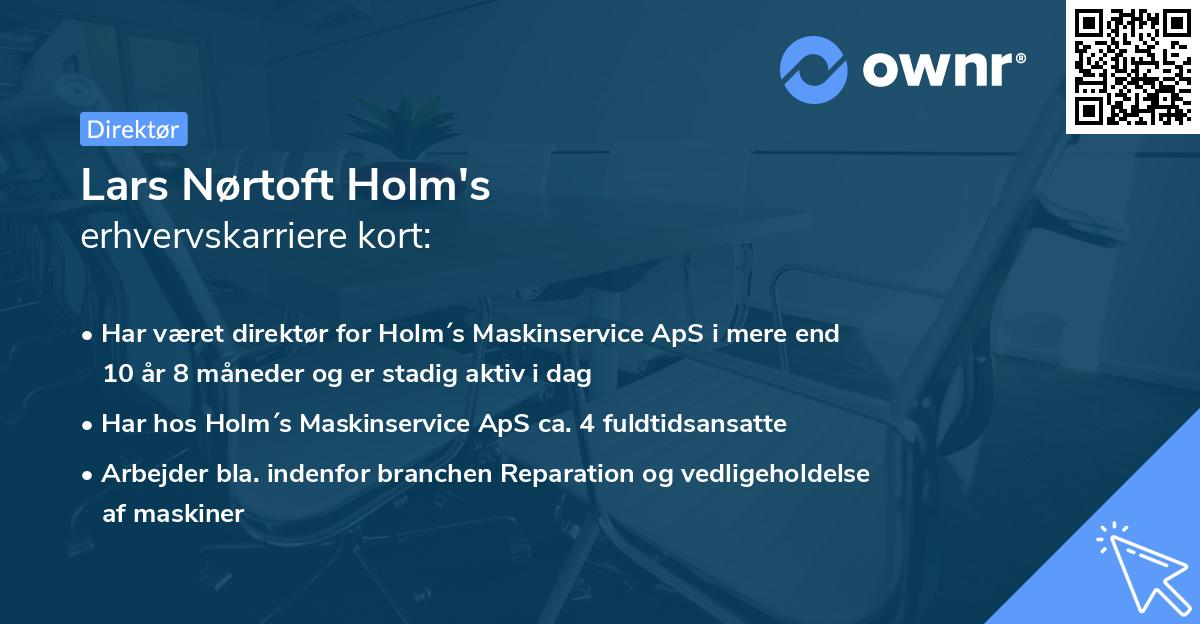 Lars Nørtoft Holm's erhvervskarriere kort