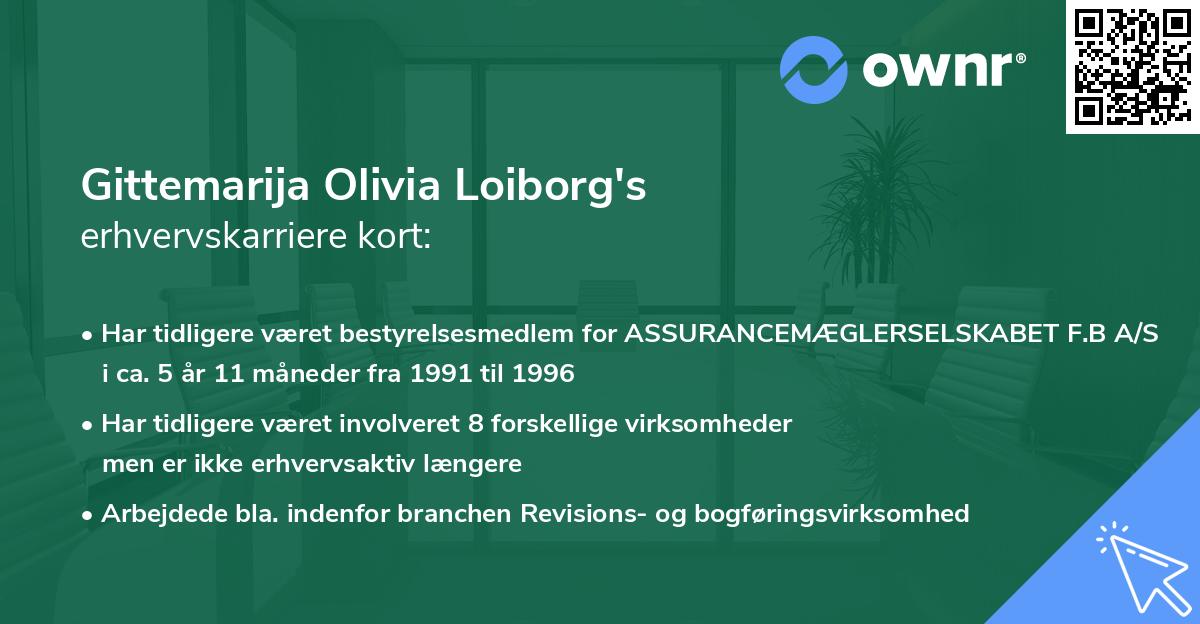 Gittemarija Olivia Loiborg's erhvervskarriere kort