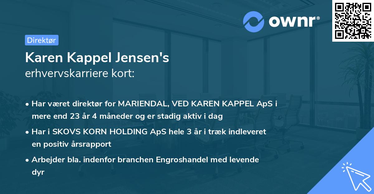 Karen Kappel Jensen's erhvervskarriere kort
