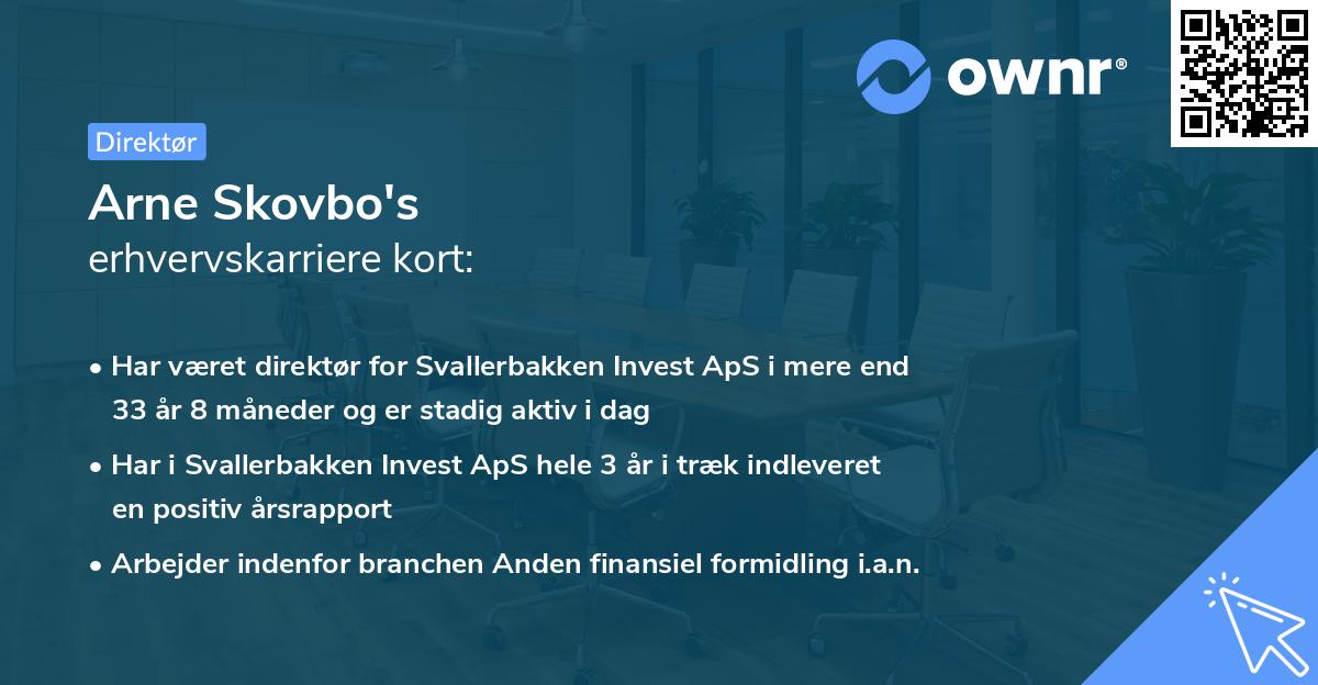 Arne Skovbo's erhvervskarriere kort