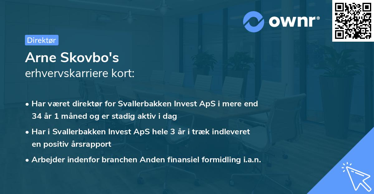 Arne Skovbo's erhvervskarriere kort