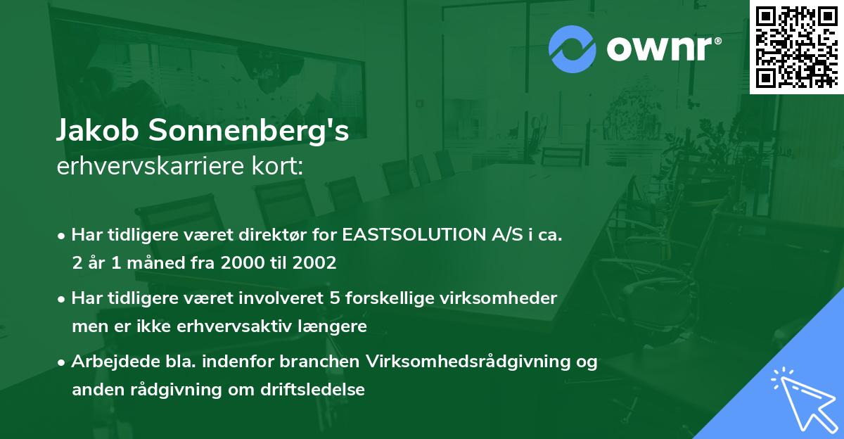 Jakob Sonnenberg's erhvervskarriere kort