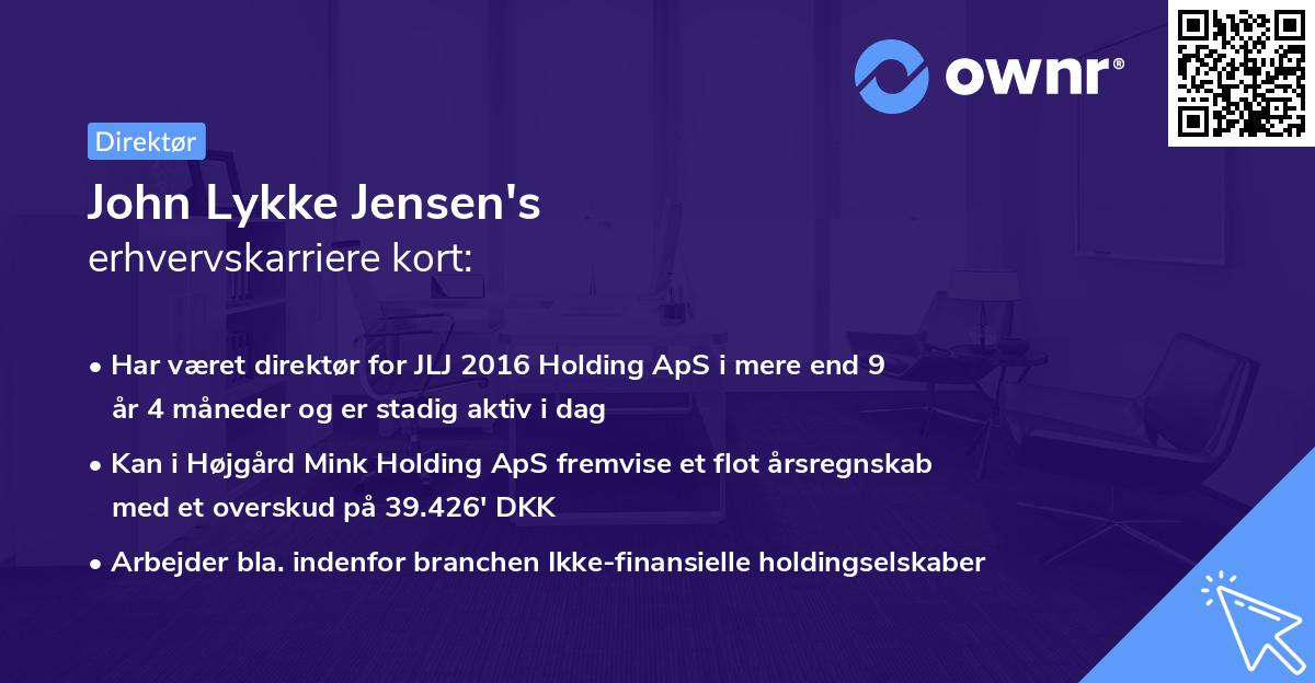John Lykke Jensen's erhvervskarriere kort