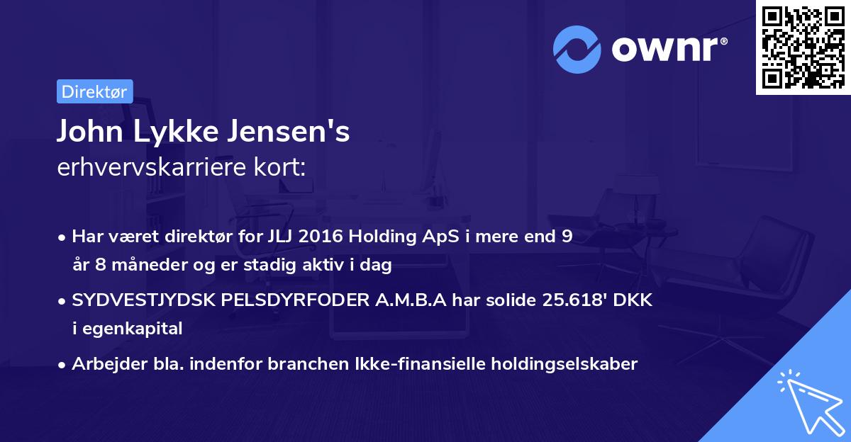 John Lykke Jensen's erhvervskarriere kort