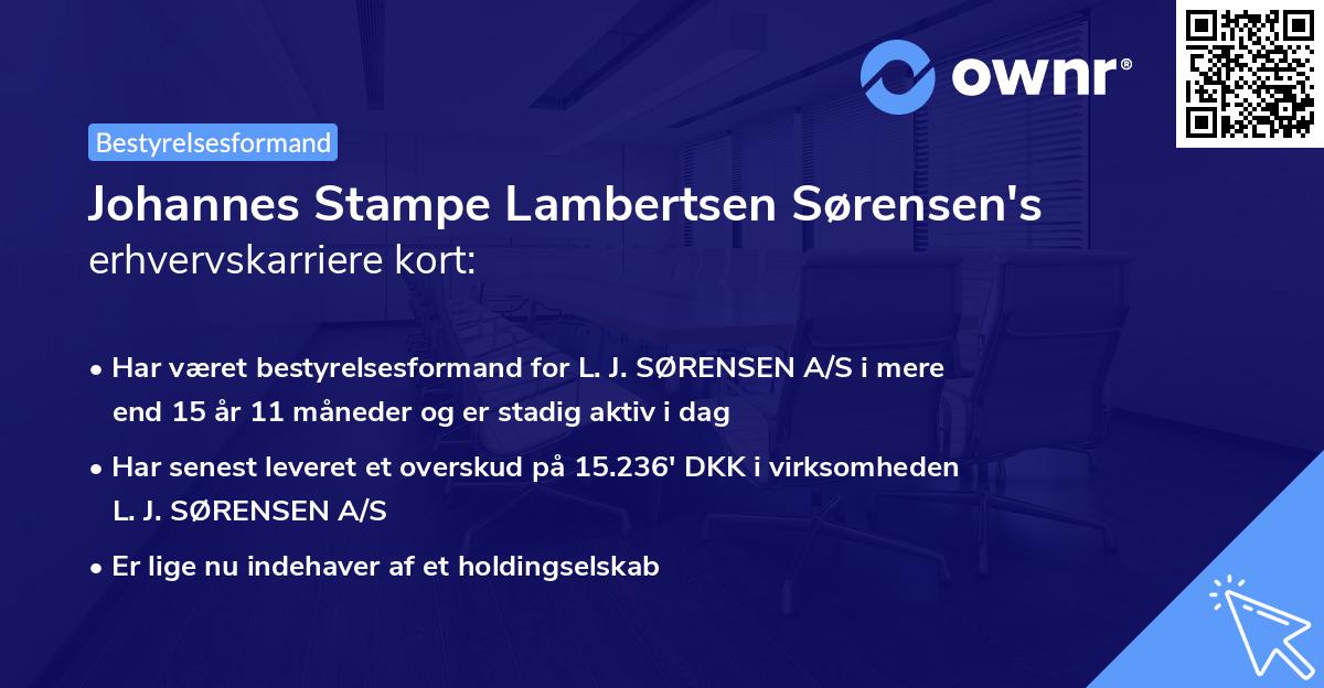 Johannes Stampe Lambertsen Sørensen's erhvervskarriere kort