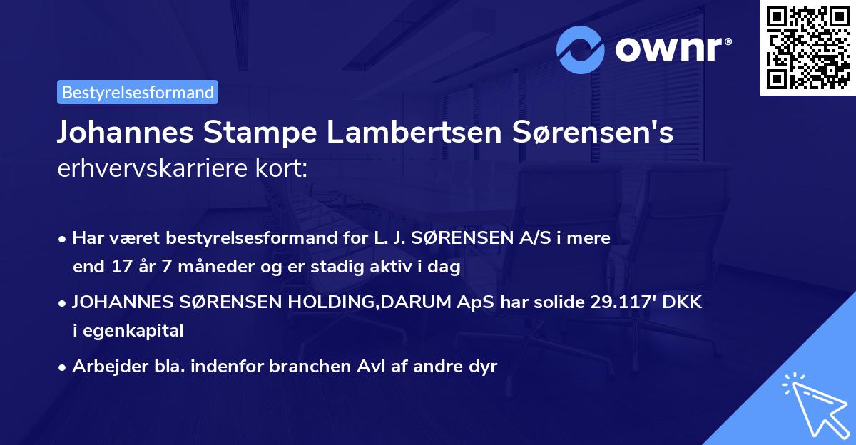 Johannes Stampe Lambertsen Sørensen's erhvervskarriere kort