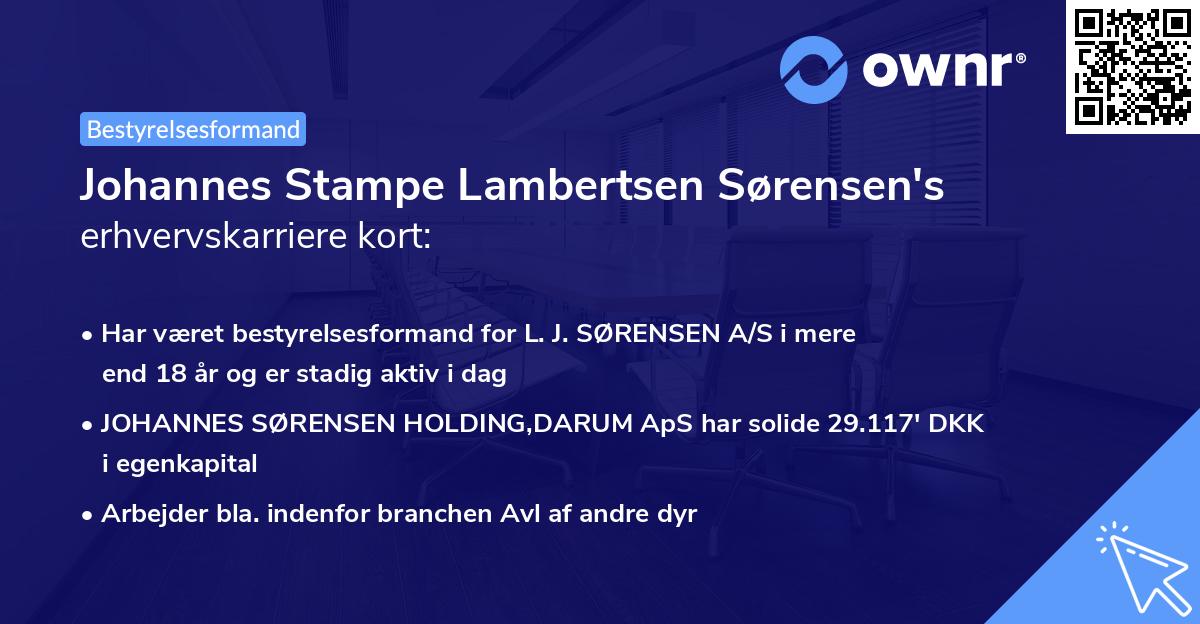 Johannes Stampe Lambertsen Sørensen's erhvervskarriere kort