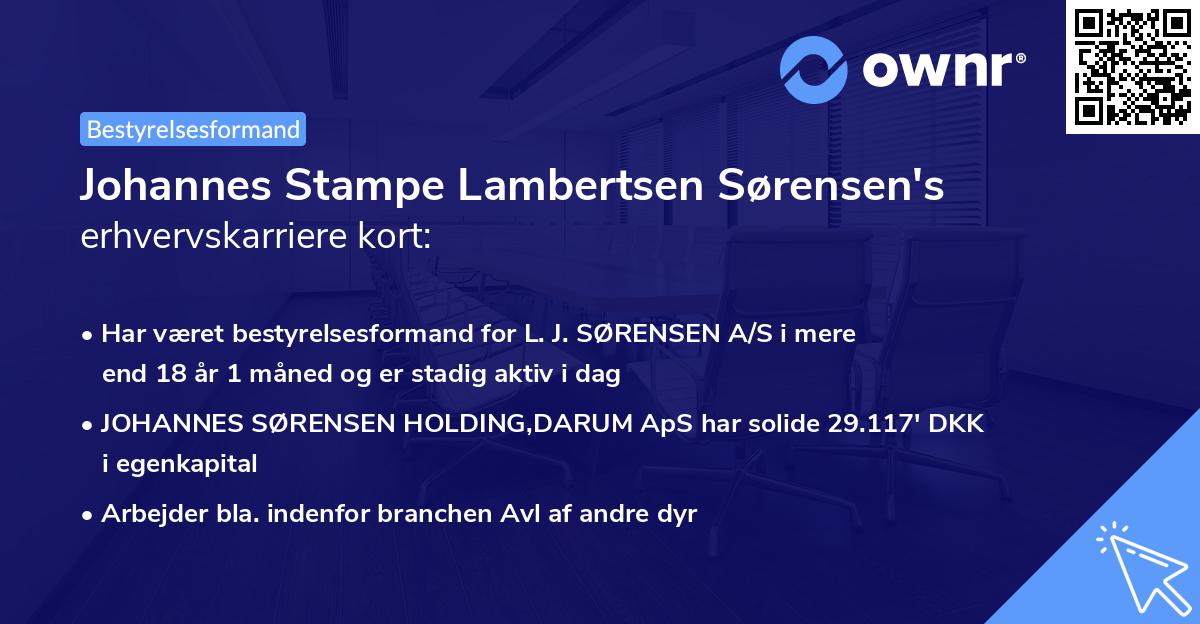 Johannes Stampe Lambertsen Sørensen's erhvervskarriere kort