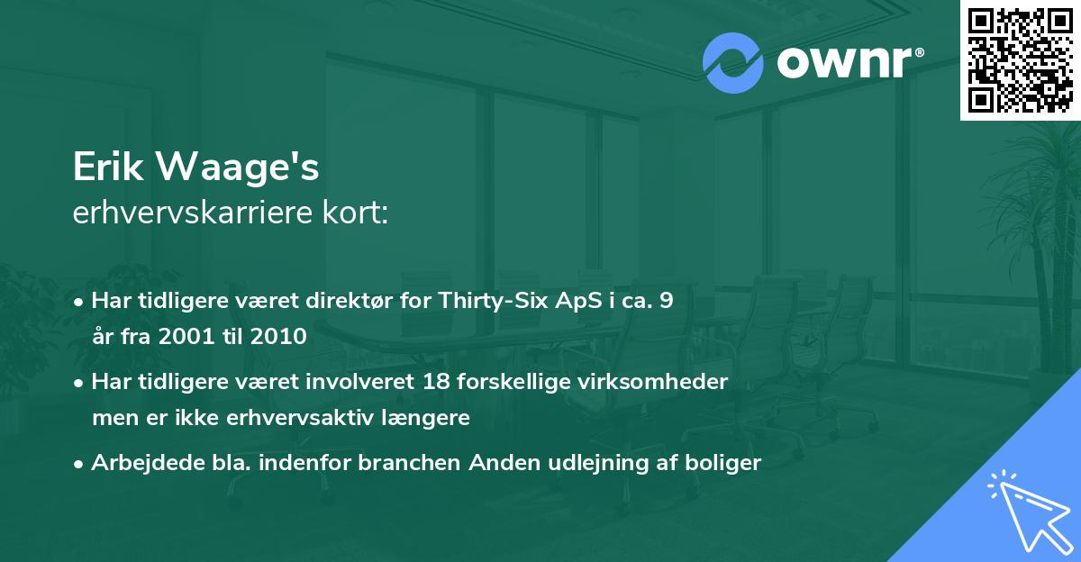 Erik Waage's erhvervskarriere kort