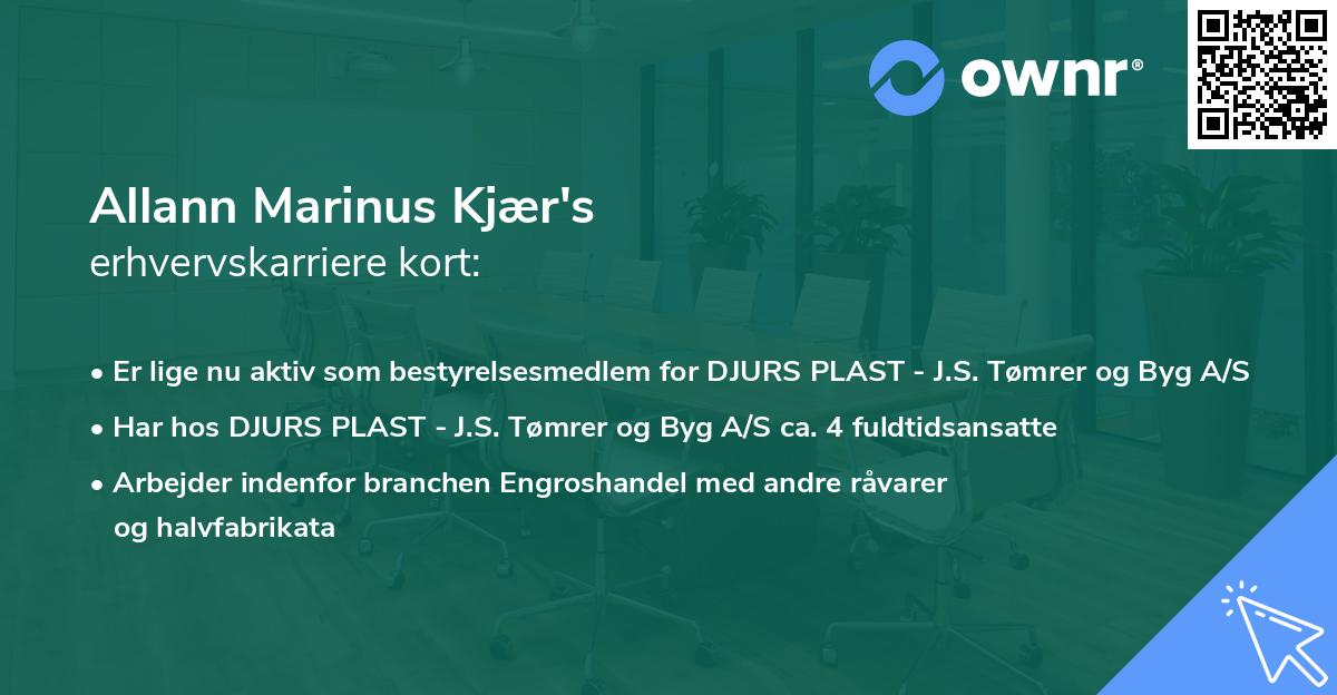 Allann Marinus Kjær's erhvervskarriere kort