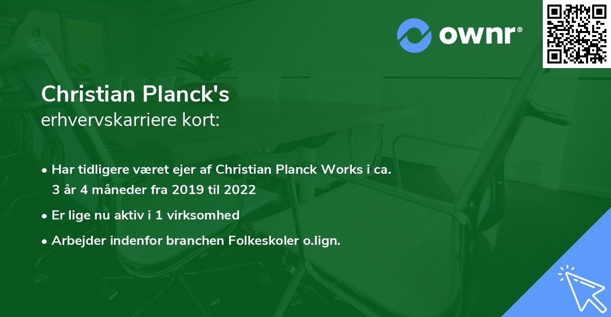 Christian Planck's erhvervskarriere kort