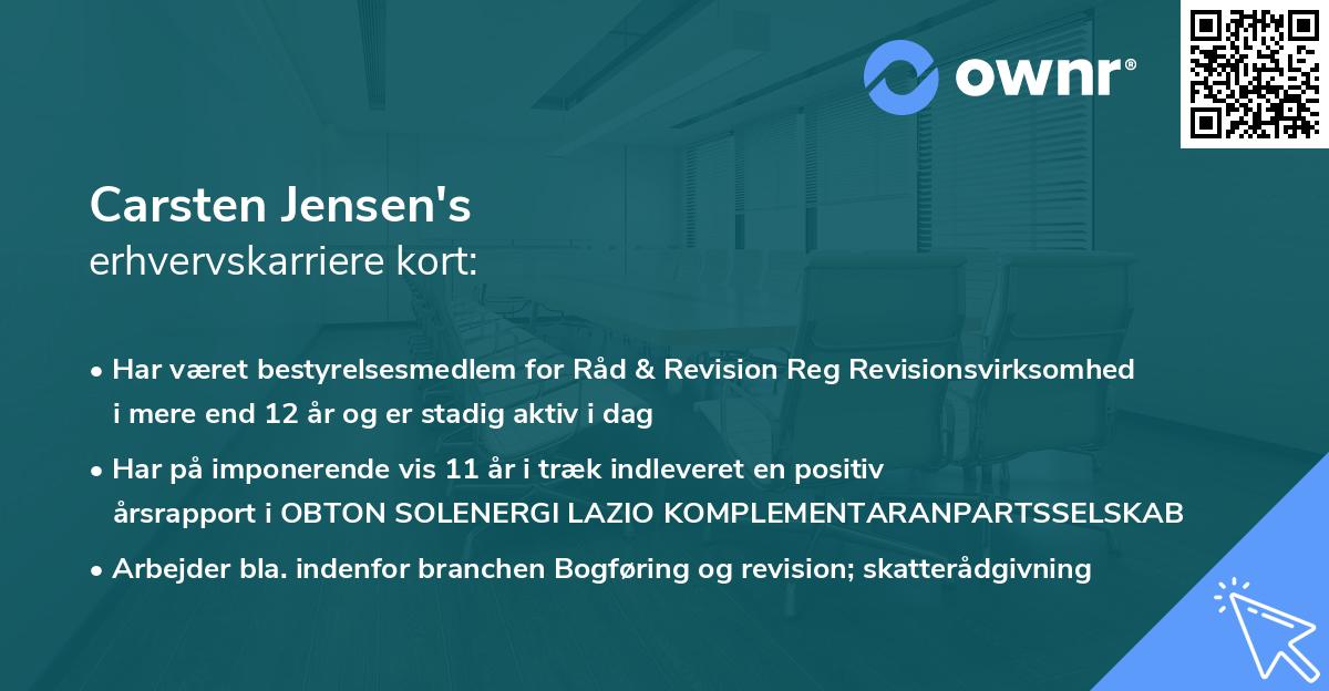 Carsten Jensen's erhvervskarriere kort