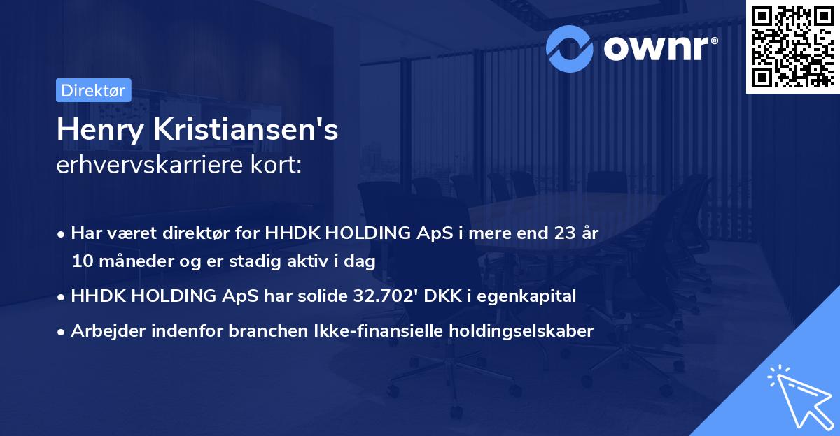Henry Kristiansen's erhvervskarriere kort