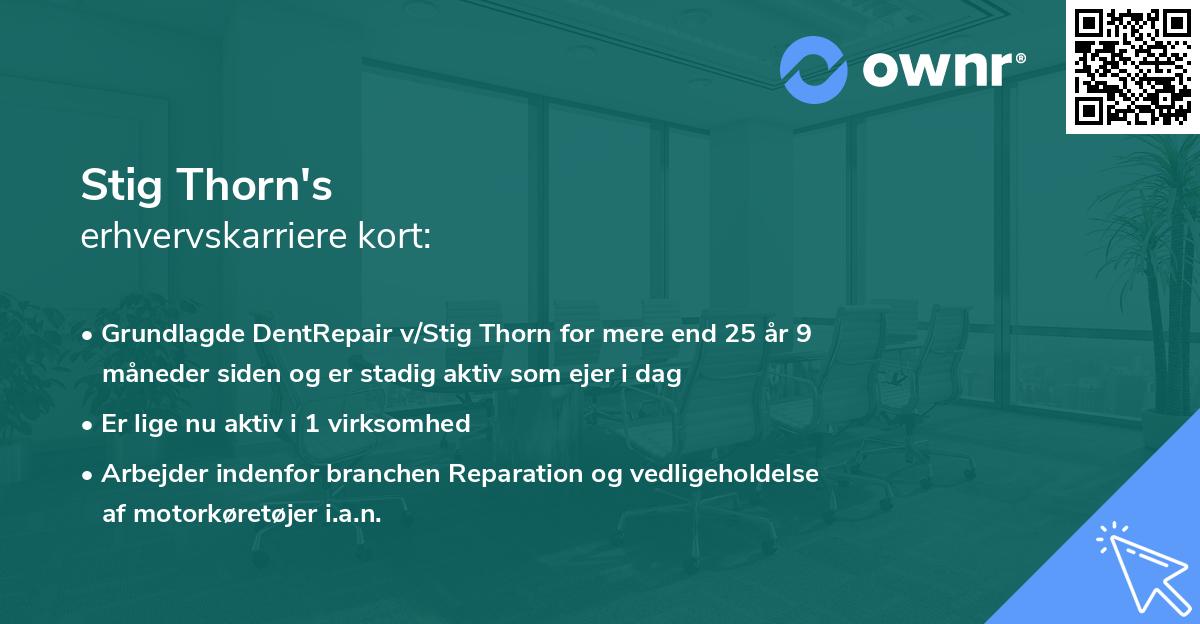 Stig Thorn's erhvervskarriere kort