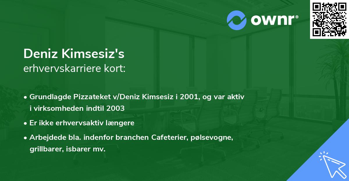 Deniz Kimsesiz's erhvervskarriere kort