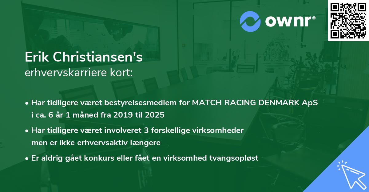 Erik Christiansen's erhvervskarriere kort