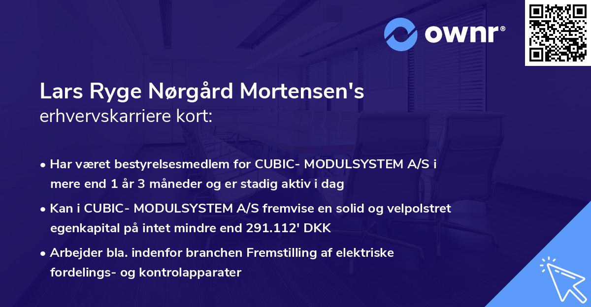 Lars Ryge Nørgård Mortensen's erhvervskarriere kort