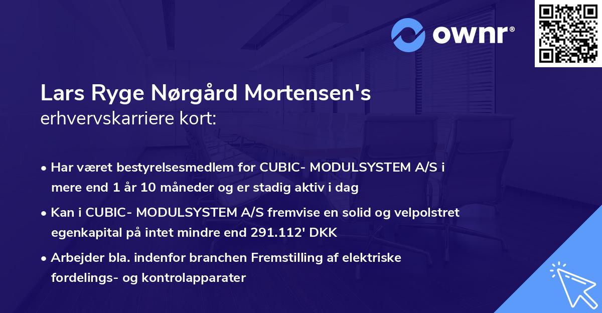 Lars Ryge Nørgård Mortensen's erhvervskarriere kort