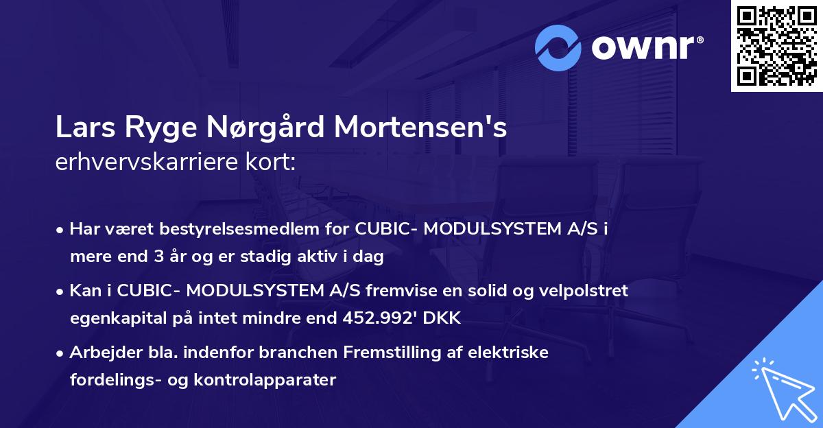 Lars Ryge Nørgård Mortensen's erhvervskarriere kort