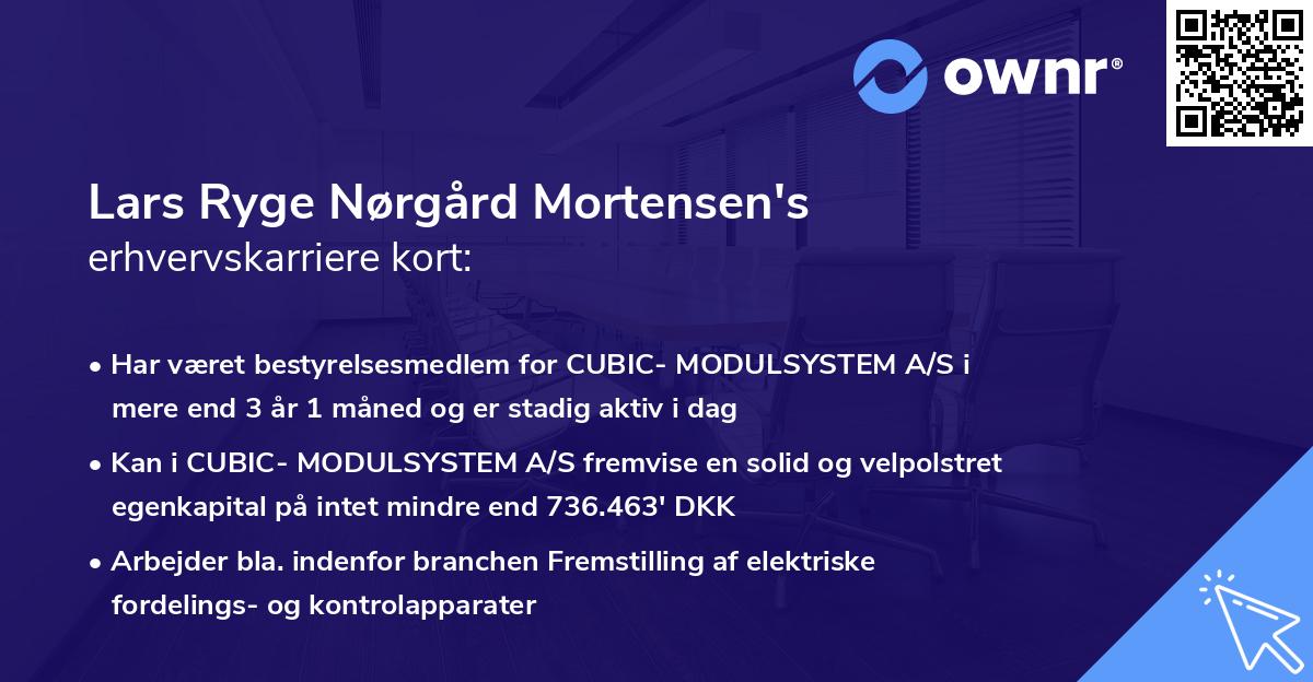 Lars Ryge Nørgård Mortensen's erhvervskarriere kort