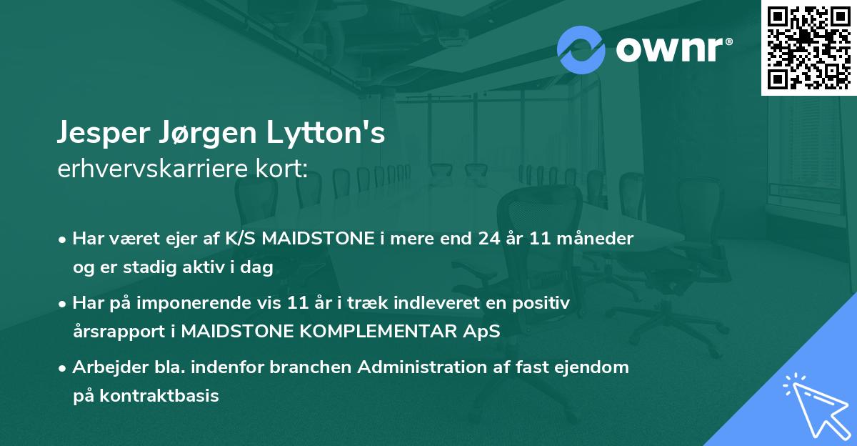 Jesper Jørgen Lytton's erhvervskarriere kort