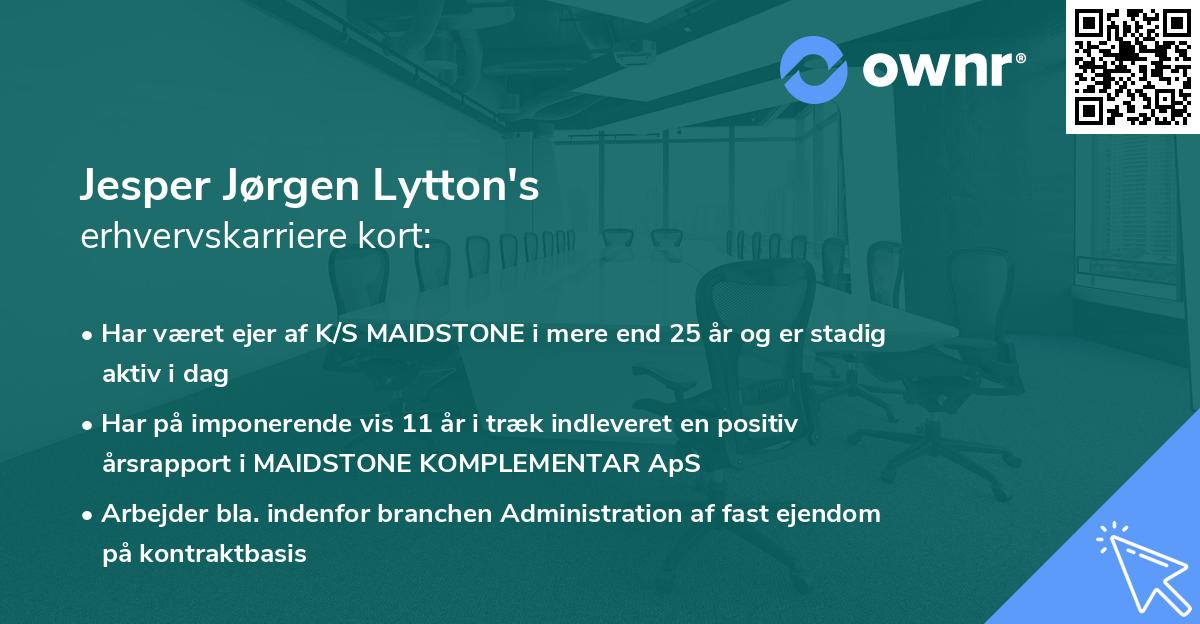 Jesper Jørgen Lytton's erhvervskarriere kort