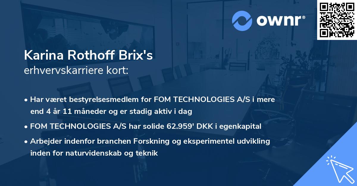 Karina Rothoff Brix's erhvervskarriere kort
