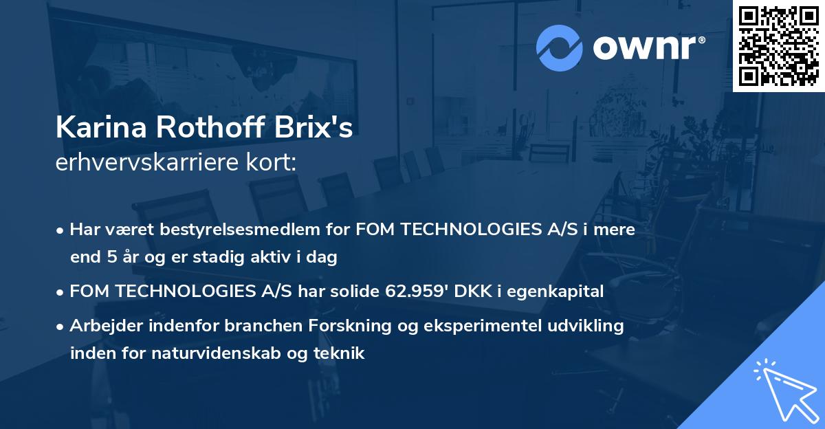 Karina Rothoff Brix's erhvervskarriere kort