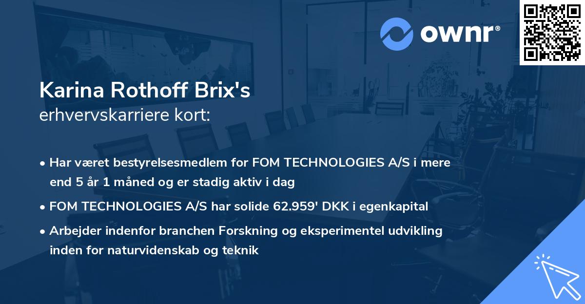 Karina Rothoff Brix's erhvervskarriere kort
