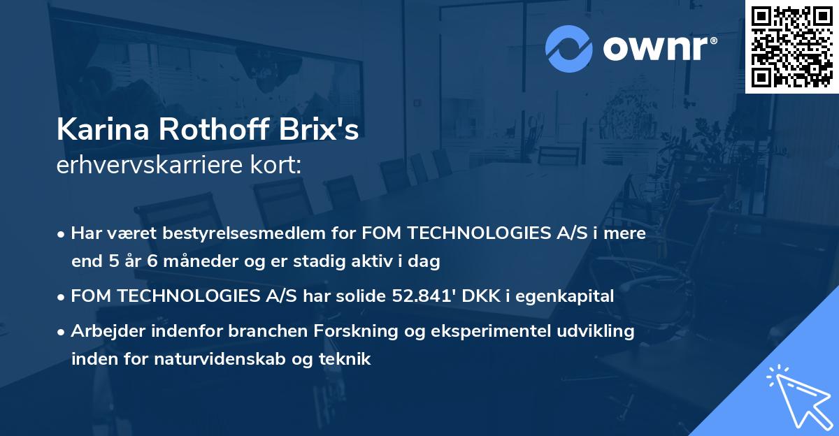 Karina Rothoff Brix's erhvervskarriere kort