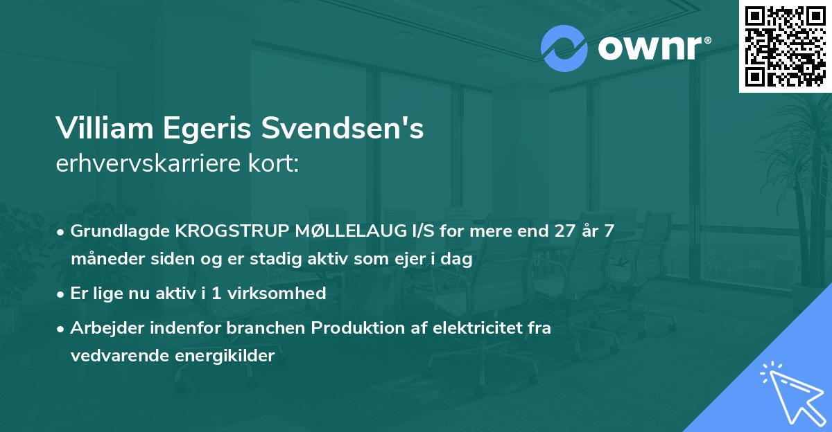 Villiam Egeris Svendsen's erhvervskarriere kort