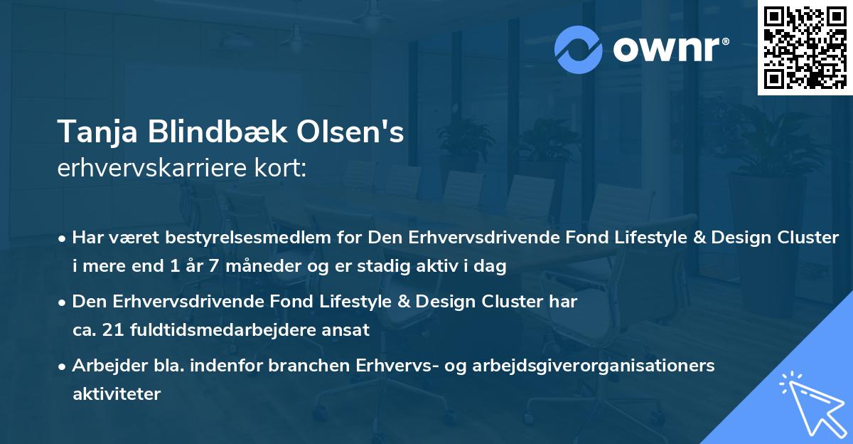 Tanja Blindbæk Olsen's erhvervskarriere kort