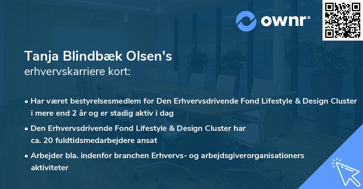 Tanja Blindbæk Olsen's erhvervskarriere kort