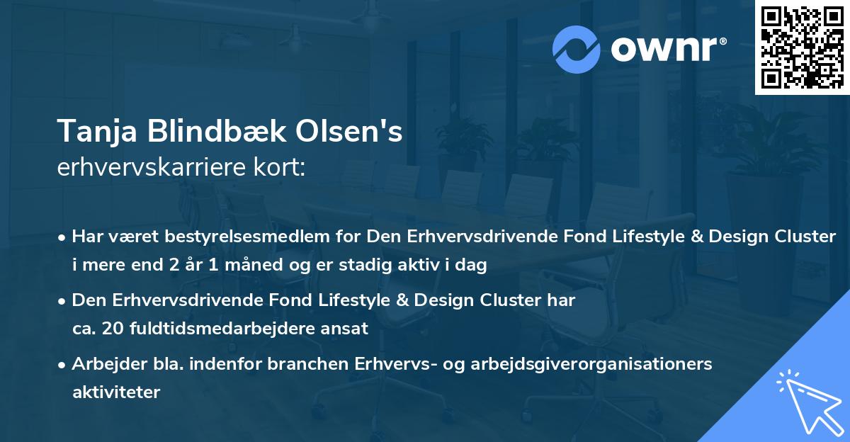 Tanja Blindbæk Olsen's erhvervskarriere kort