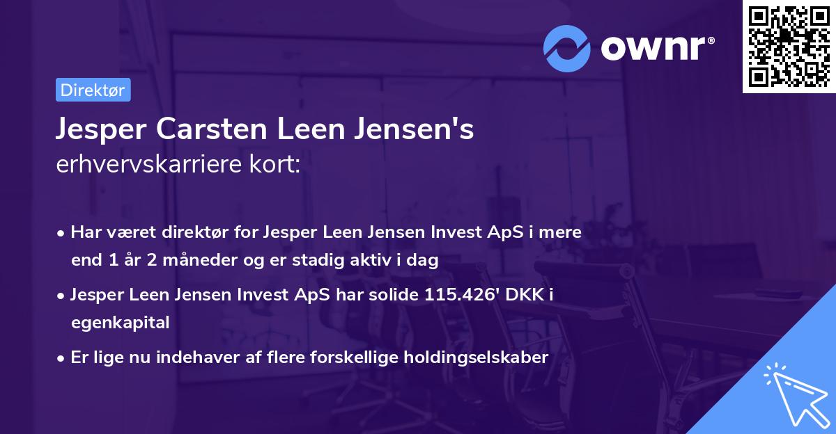 Jesper Carsten Leen Jensen's erhvervskarriere kort