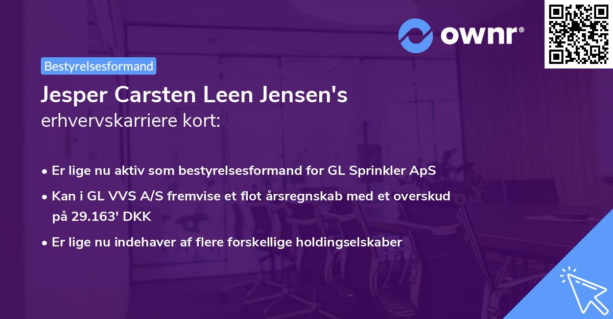 Jesper Carsten Leen Jensen's erhvervskarriere kort