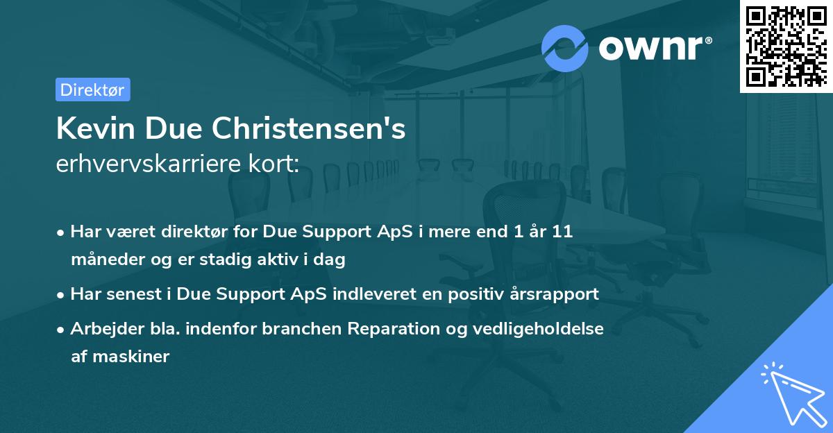 Kevin Due Christensen's erhvervskarriere kort