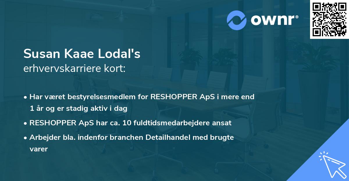 Susan Kaae Lodal's erhvervskarriere kort