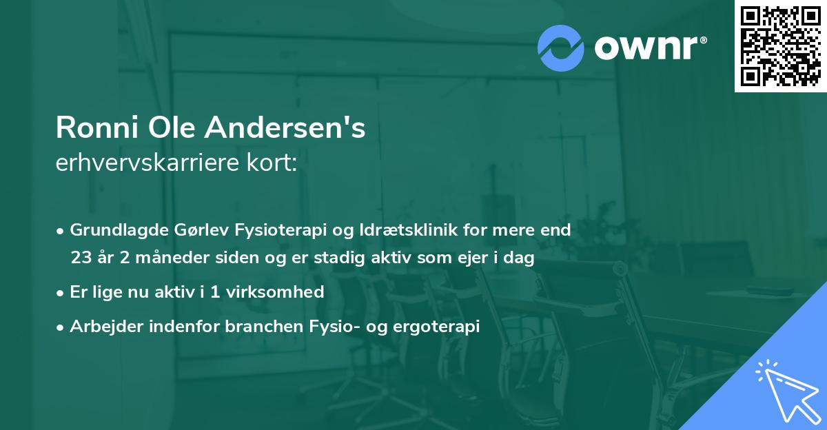 Ronni Ole Andersen's erhvervskarriere kort