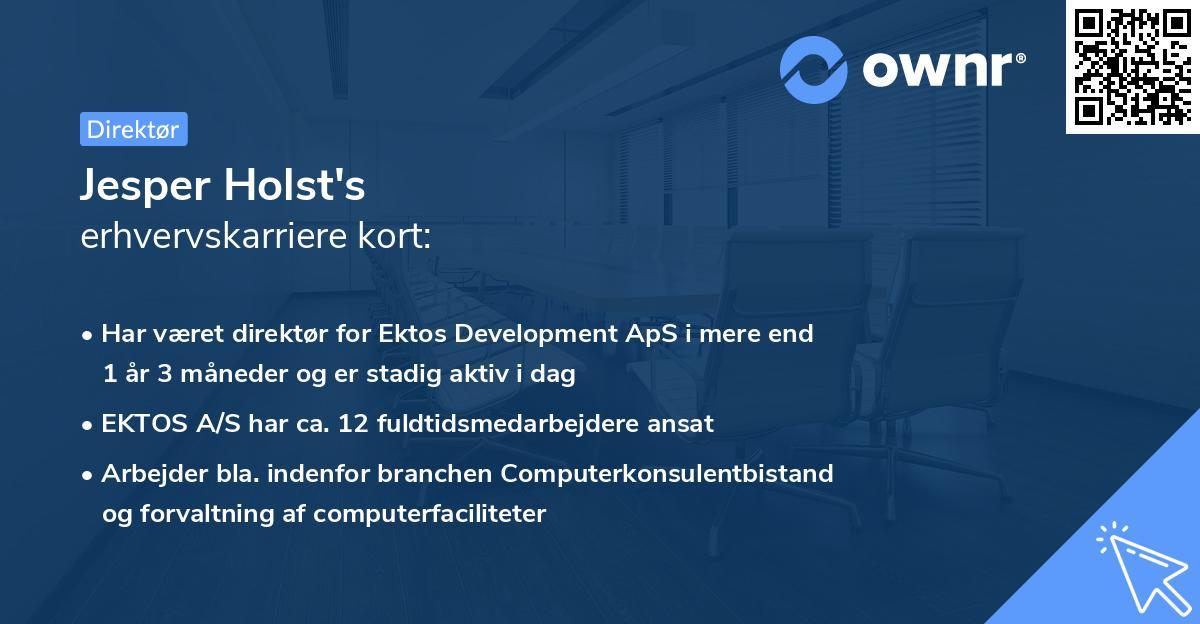 Jesper Holst's erhvervskarriere kort