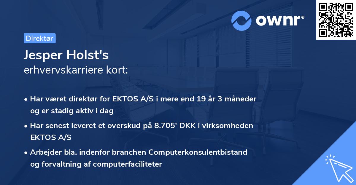 Jesper Holst's erhvervskarriere kort