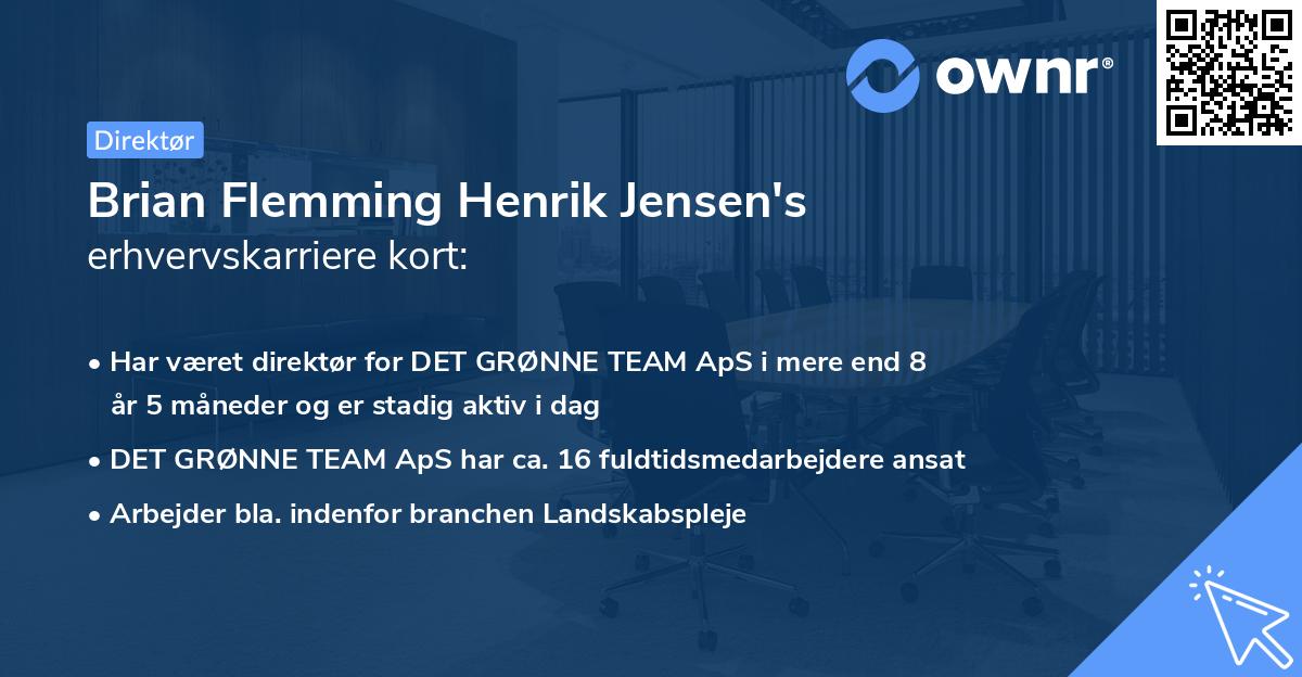Brian Flemming Henrik Jensen's erhvervskarriere kort