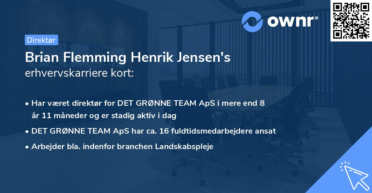 Brian Flemming Henrik Jensen's erhvervskarriere kort