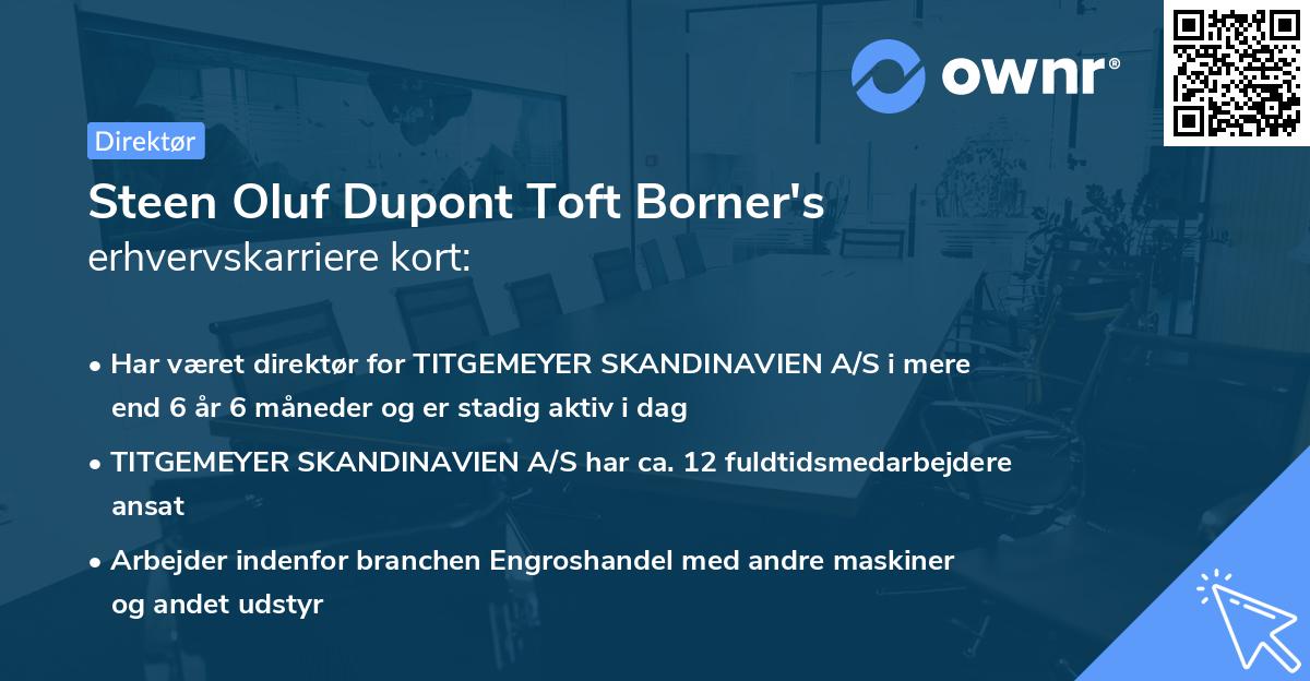 Steen Oluf Dupont Toft Borner's erhvervskarriere kort