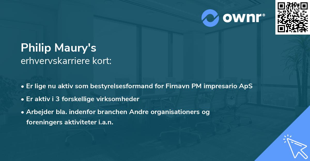 Philip Maury's erhvervskarriere kort